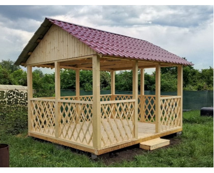 Беседка для дачи "Перголка" в Можайский городской округ с двухскатной крышей