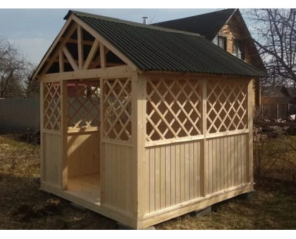 Беседка для дачи "Партия" в Можайский городской округ с двухскатной крышей